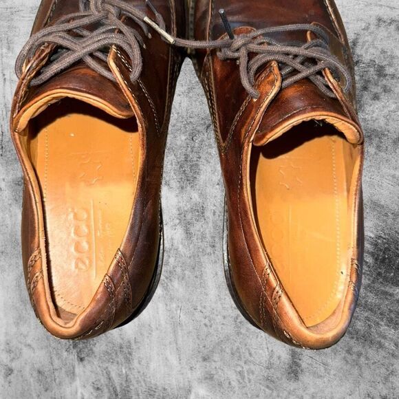 Ecco Oxford Mens Size 8-8.5 EU 42 Dress Shoe Berlin Brown Apron Toe - Picture 7 of 12